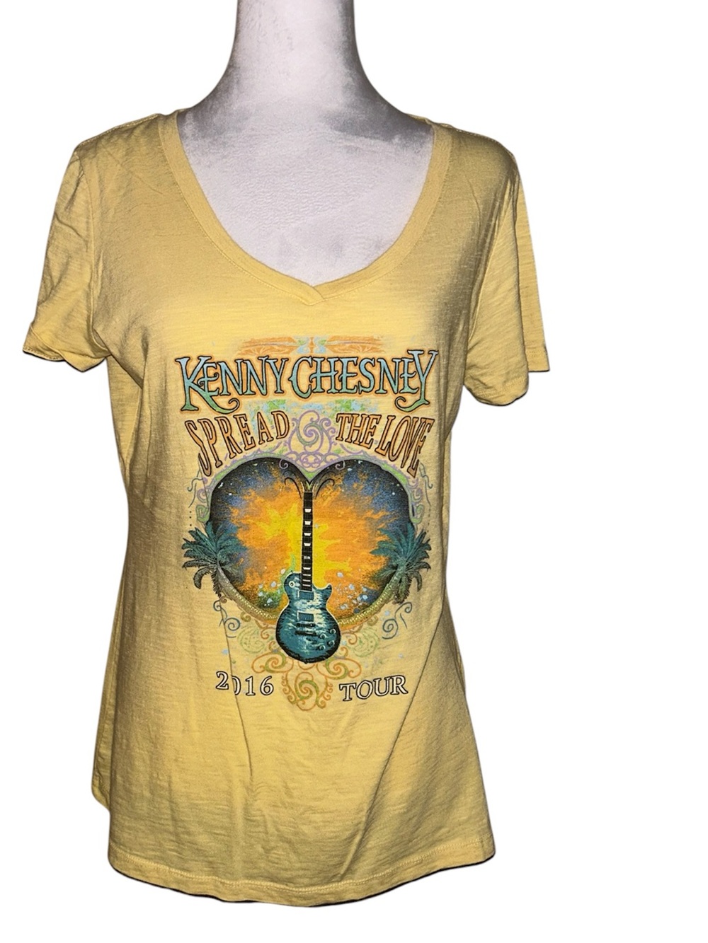 Kenny Chesney Spread the Love 2016 Tour Yellow V-Neck Tee